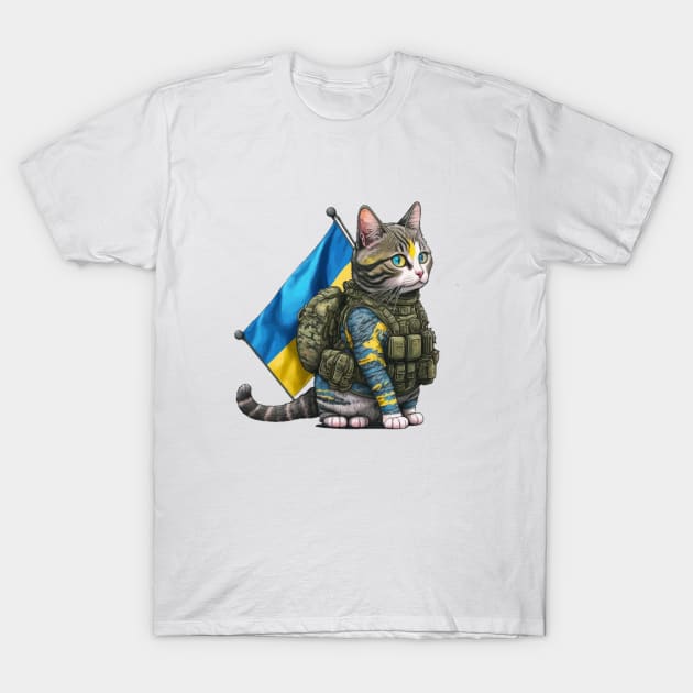 Cat Ukrainian Soldier T-Shirt by Designchek⭐⭐⭐⭐⭐